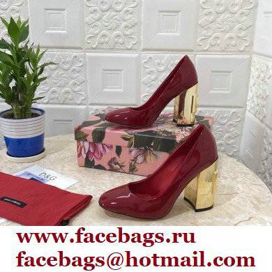 Dolce  &  Gabbana Heel 10.5cm Patent Leather Pumps Red with DG Karol Heel 2021